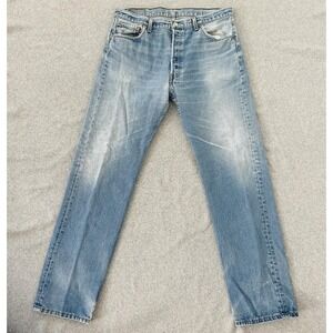 Vintage Levis 501 Jeans Mens 36x33 USA Button Fly Faded Distressed 90s USA 38x38